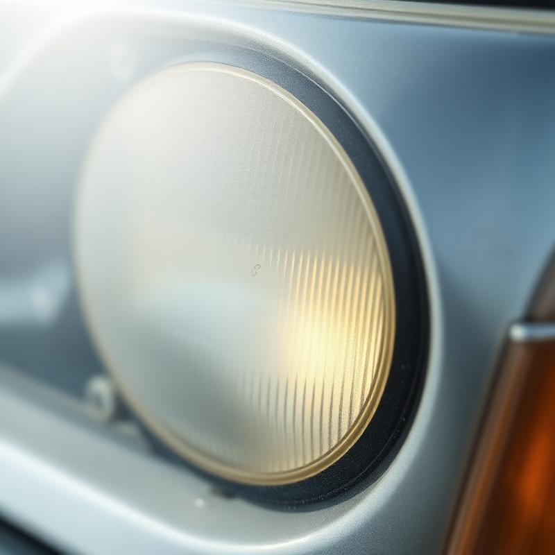 Foggy yellowed headlight before restoration